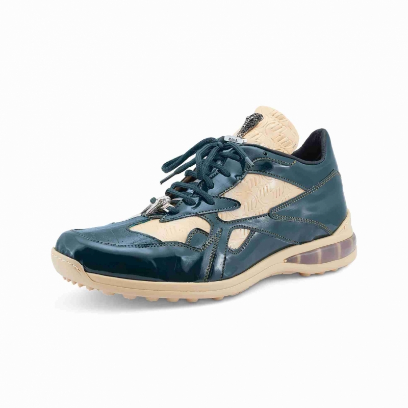 ART 8464/1 PATENT/ BABY CROC/ PATENT EMBOSSED HUNTER GREEN-CREAM