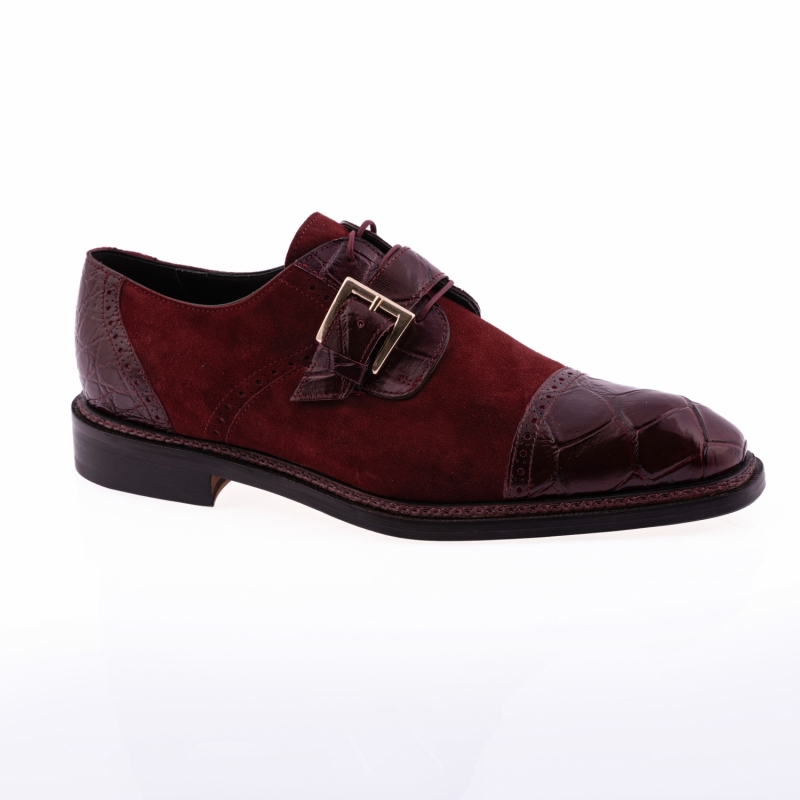 ART. 1087/4 ALLIGATOR & SUEDE RUBY RED